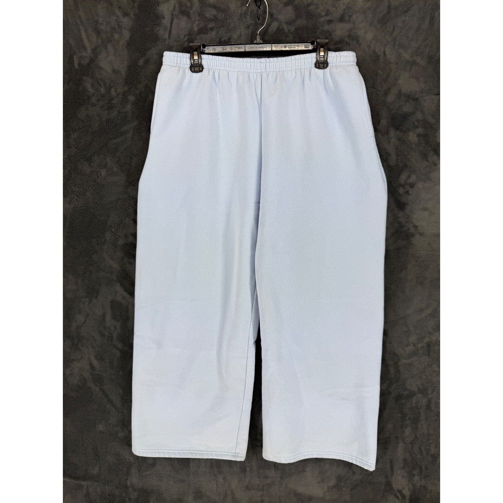 Edikted Womens XL Light Blue Bow Applique Wide Leg Fleece Sweatpants Relaxed